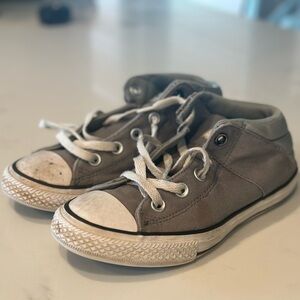 Kids Gray High-Top Converse Sneakers